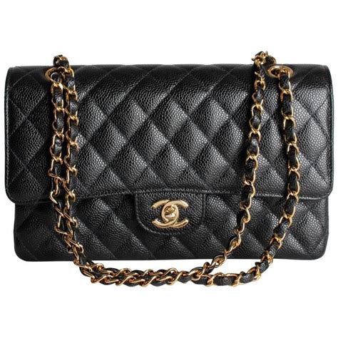 chanel medium flap caviar black|Small Classic Handbag Grained Calfskin & Gold.